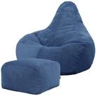 icon Sitzsack Sessel mit R&uuml;ckenlehne aus Cord &bdquo;Dalton&ldquo; mit Hocker...