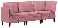 vidaXL Wohnzimmer-Set Wohnzimmergarnitur 3 stk. Rosa Samt, (3-St)