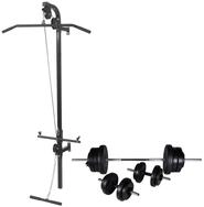vidaXL Hantel Kraftturm zur Wandmontage mit Lang- und Kurzhantel-Set 60,5 kg
