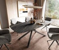 DELIFE Esstisch Edge, Boot 180-220x100 cm Laminam&reg; Keramik Noir Desir Braun
