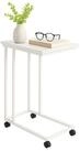 relaxdays Beistelltisch mit Rollen C-Form (1-St), wei&szlig;
