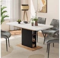 Vicco Esstisch Fenaro, Wei&szlig;/Schwarz/Goldkraft Eiche, 120 x 80 cm mit offenen...
