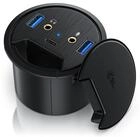 CSL Tisch Kabeldurchf&uuml;hrung Hub 2x USB 3.2 Gen1 Typ A, 1x USB-C, 2x 3,5mm