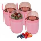relaxdays M&uuml;slibox M&uuml;slibecher to go 4er Set, Kunststoff, (4-tlg), Pink rosa