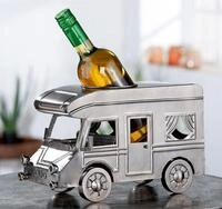 GILDE Dekoobjekt Flaschenhalter "Wohnmobil" aus Metall silberfarben Breite 30.5cm