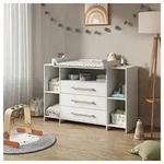 Vicco Wickelkommode Oskar, Wei&szlig;, 143 x 100 cm XL mit Schubladen