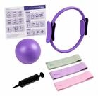relaxdays Pilatesball 6-teiliges Pilates Set Ring Ball B&auml;nder (6-St), lila