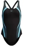 Speedo Badeanzug QUANTUM RIB SPLICE 1PC BLK/LTBLU schwarz 38