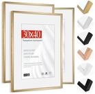 LuxusKollektion Bilderrahmen-Set Bilderrahmen Passepartout 21x30cm Alu...
