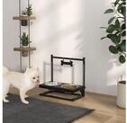 PawHut Futternapf Erh&ouml;htes Futterstation mit 0,9L Futterschale, Stahl, Schwarz...