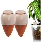 relaxdays Gie&szlig;automat Tonkegel mit Deckel Set 350 ml, Beige, 2er-Pack