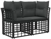 vidaXL Loungesofa Outdoor-Lounge 2 Stk. 2-Sitzanzahl Schwarz und Dunkelgrau, 2...