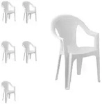 Mojawo Armlehnstuhl 6x Outdoor Stapelstuhl Bistrostuhl Gartenstuhl Ischia Wei&szlig;