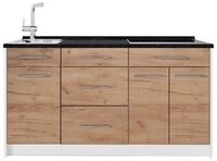 Vicco K&uuml;chenzeile Fame-Line, Goldkraft Eiche/Wei&szlig;, 150 cm ohne Arbeitsplatte