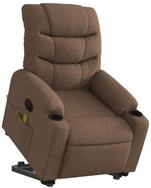 vidaXL Sessel Massagesessel mit Aufstehhilfe Braun Stoff (1-St)