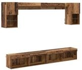 vidaXL TV-Wand TV Wand Einheiten mit LED 6 stk. Altholz Holzwerkstoff, (6-St)