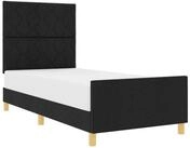 vidaXL Bett Bettgestell mit Kopfteil Schwarz 90 x 190 cm Stoff (1-tlg)