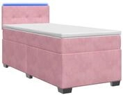vidaXL Bett Boxspringbett mit Matratze und LED Rosa 100 x 200 cm Samt (1-tlg)