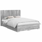 vidaXL Bett Bettgestell mit Stauraum und Kopfteil Grau Sonoma Holzwerkstoff...