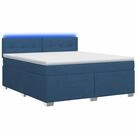 vidaXL Bett Boxspringbett mit Matratze und LED Blau 180 x 200 cm Stoff (1-tlg)