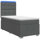 vidaXL Bett LED Boxspringbett mit Matratze Dunkelgrau 90 x 190 cm Stoff (1-tlg)