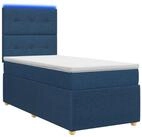 vidaXL Bett LED Boxspringbett mit Matratze Blau 80 x 200 cm Stoff (1-tlg)