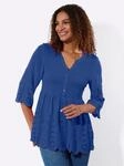 Spitzenbluse INSPIRATIONEN, Damen, Gr. 36, blau (royalblau), 100% Viskose, unifarben,