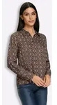 heine Klassische Bluse Druckbluse Langarm blau|braun 34