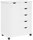 vidaXL Rollcontainer Rollschrank 63,5 x 39 x 79 cm Massivholz Kiefer Wei&szlig;, (1...