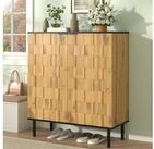 OKWISH Schuhschrank 80x91,5x35 cm mit Mosaikfront und Metallf&uuml;&szlig;en (Packung,...