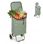relaxdays Einkaufstrolley klappbar, 28 l, salbei. schwarz|silberfarben 28 l