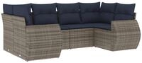 vidaXL Sofaelement 6-teiliges Gartensofa-Set mit Kissen, grau, Polyrattan (1 St)