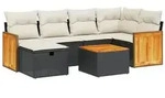 vidaXL Gartenlounge-Set 7-tlg. Garten-Sofagarnitur mit Kissen Schwarz Poly...