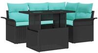 vidaXL Gartenlounge-Set Gartensofa-set 5 stk. Schwarz [Synthetisch]: Poly...