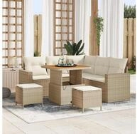 vidaXL Gartensofa, Gartensofa-set 8 pcs Beige Poly-Rattan