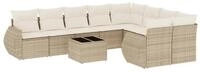 vidaXL Gartenlounge-Set 10-tlg. Garten-Sofagarnitur mit Kissen Beige Poly...