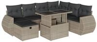 vidaXL Gartenlounge-Set 8-tlg. Garten-Sofagarnitur mit Kissen Hellgrau Poly...