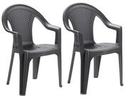 Mojawo Armlehnstuhl 2 Stapelstuhl Gartenstuhl Kunststoff Wetterfest Rattan Optik
