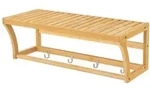 en.casa Wandregal, &raquo;Langeland&laquo; Bambus-H&auml;ngeregal mit Handtuchstange beige
