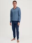 Schlafanzug CALIDA "Relax Streamline 2", Herren, Gr. M (50), blau (insignia blau),