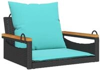 vidaXL Gartenbank H&auml;ngesessel mit Kissen Schwarz 63x62x40 cm Poly Rattan (1-St)