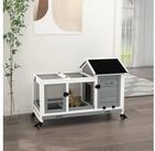 PawHut Kleintierstall Zwergkaninchenstall mit Freilaufgehege, R&auml;der,