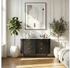en.casa Kommode, &raquo;Olvehok&laquo; 120x40x81 cm mit 6 Schubladen Schwarz/Marmoroptik,...