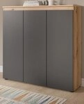 Inn.Furn Kombikommode Assino (Hohe Kommode in Eiche und Grau, 3-t&uuml;rig, 105 x...
