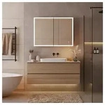 HOME DELUXE Badezimmerspiegelschrank LED-Spiegelschrank Schwarz schwarz 100 cm...
