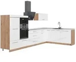 Vicco Winkelk&uuml;che Fame-Line, Wei&szlig; Hochglanz/Goldkraft Eiche, 347 x 207 cm, AP