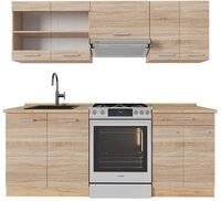 Vicco K&uuml;chenzeile R-Line, Sonoma/Goldkraft Eiche, 200 cm ohne Arbeitsplatte