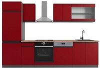 Vicco K&uuml;chenzeile R-Line, Rot/Anthrazit, 300 cm, AP Eiche