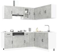 vidaXL Schrankmodule 11-tlg. K&uuml;chenschrank-Set Kalmar Betongrau Holzwerkstoff