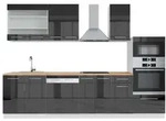 Vicco K&uuml;chenzeile Fame-Line, Anthrazit Hochglanz/Wei&szlig;, 300 cm mit...